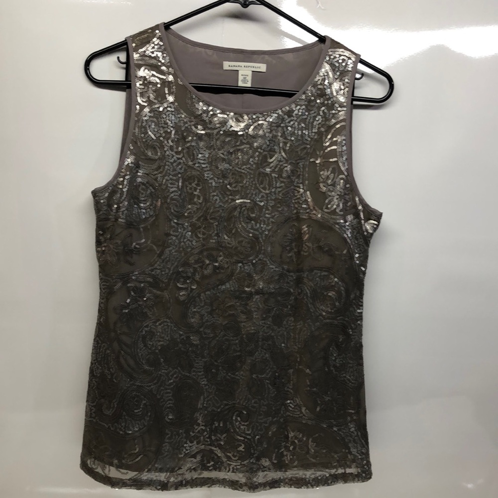 Banana Republic Sequin Tank Top: Gray 4P